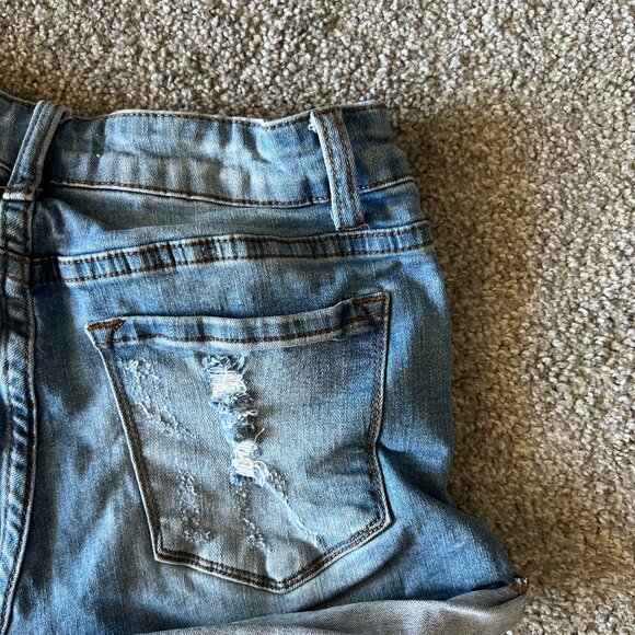 Kancan jean shorts womens 26 blue medium wash high rise distressed holy casual - Picture 4 of 11